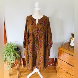 Bohemian women’s brown and floral oversized dress